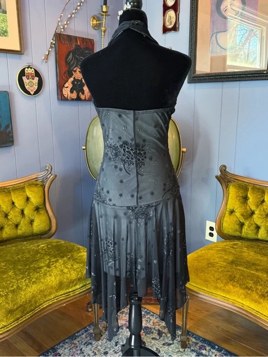 Vintage Y2K Taboo Asymmetrical Whimsigoth Witchy Fairy Halter Cocktail Dress - Picture 9 of 10